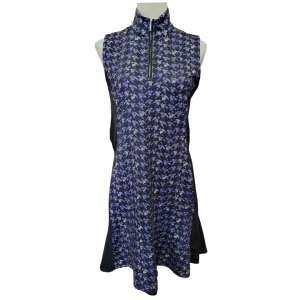 EP NY Violet Striped Houndstooth Print Women's Sleeveless Golf Dress Size M MSP$134 Fitted Shape