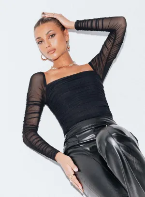 Delany Bodysuit Black Tall glam bodysuit oversized bodysuit