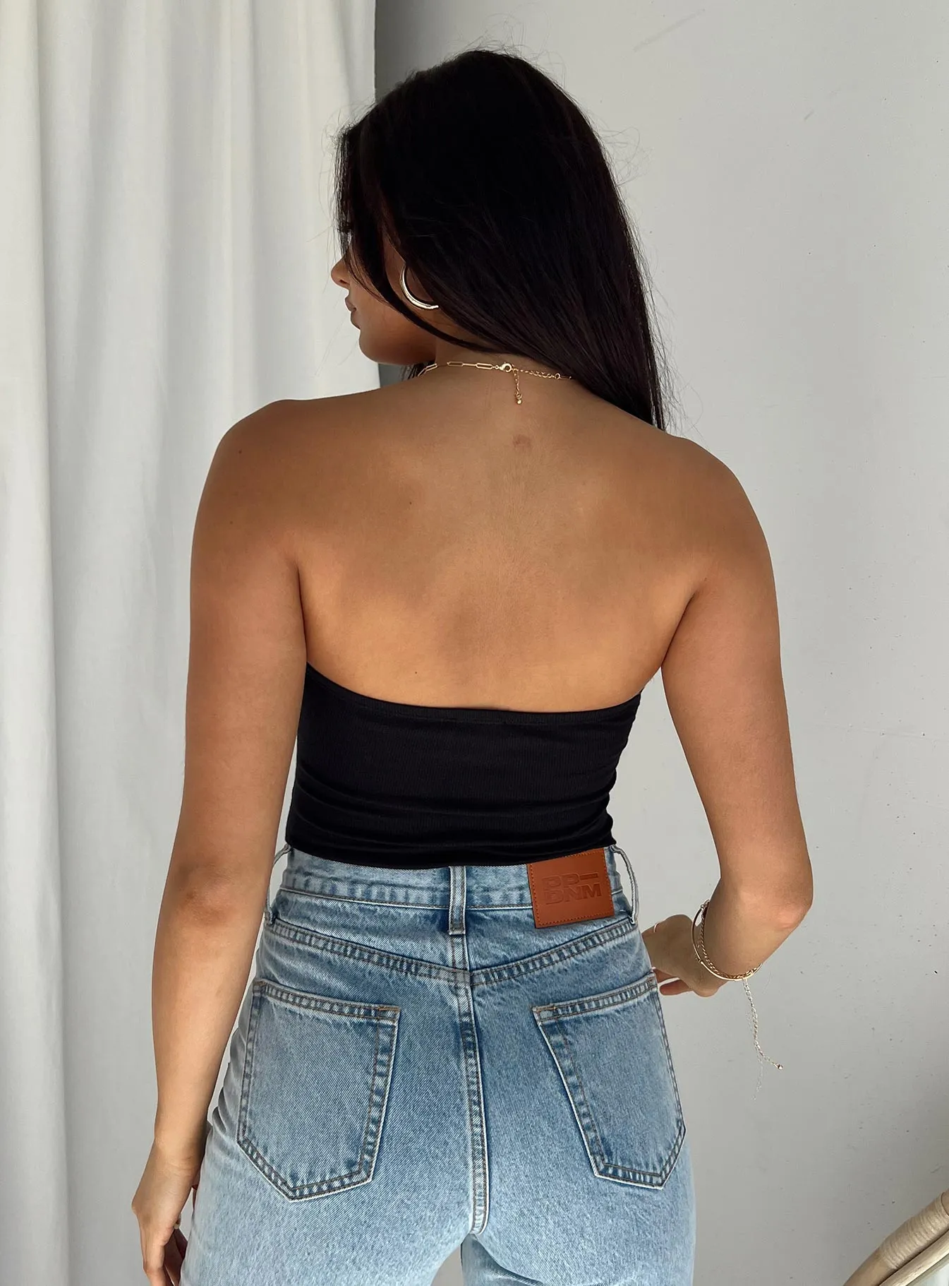 Aston Strapless Bodysuit Black stretchy bodysuit embroidered bodysuit