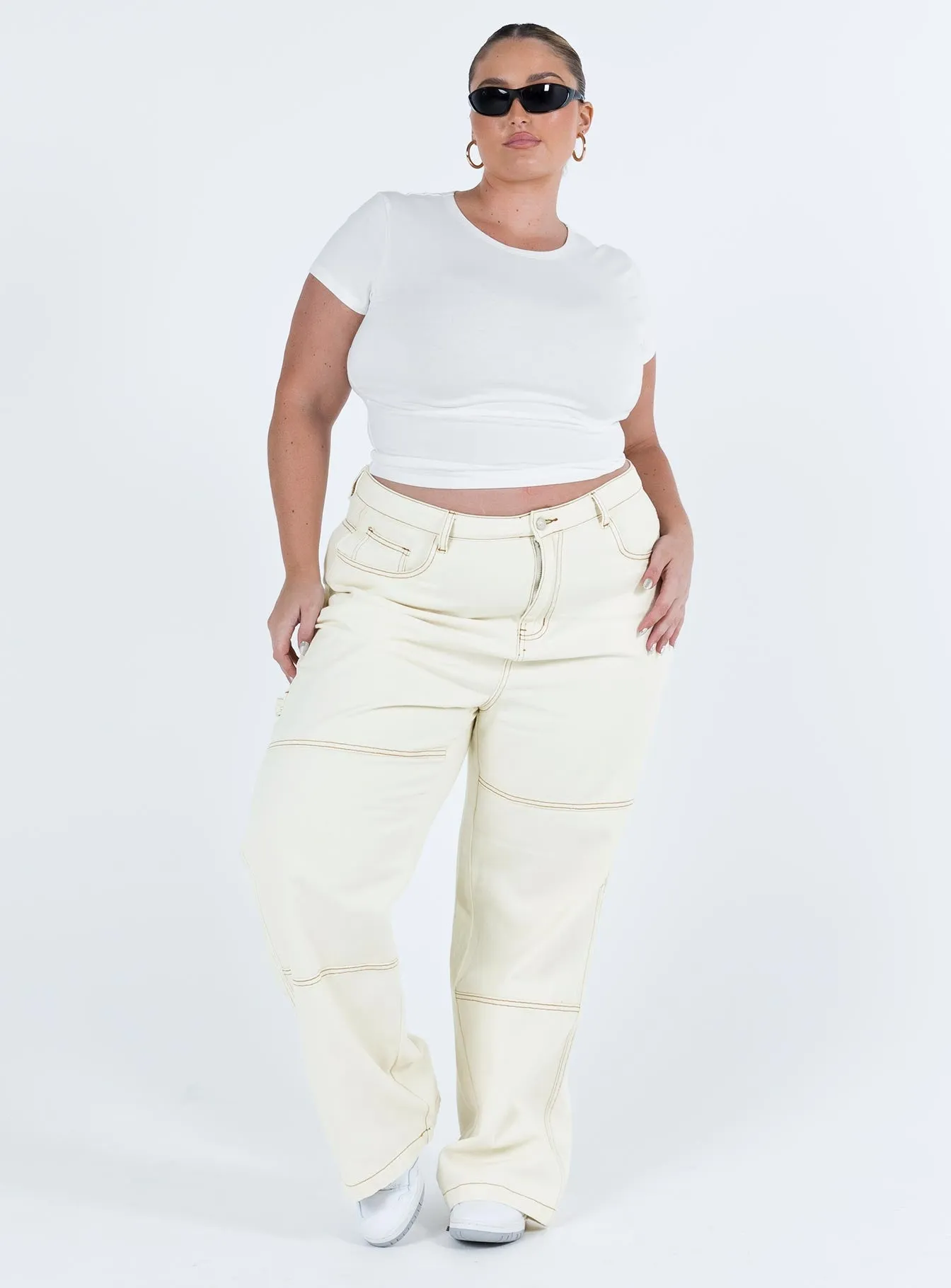 Copeland Jeans White Curve Light Reflective Details