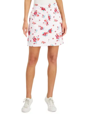 Reinforced Seams Women's Floral-Print Skort,White