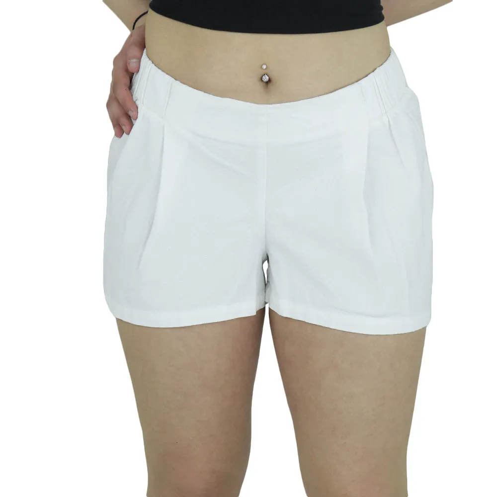 Double Layered Panels Semi Formal Women's Casual Short,White