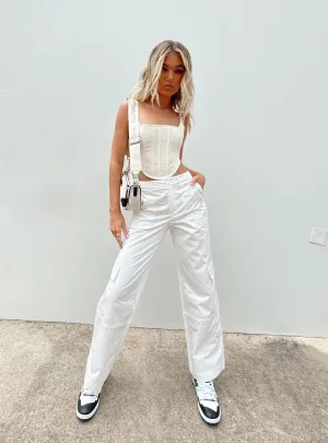 Ventilated Panels Ayla Linen Pants White