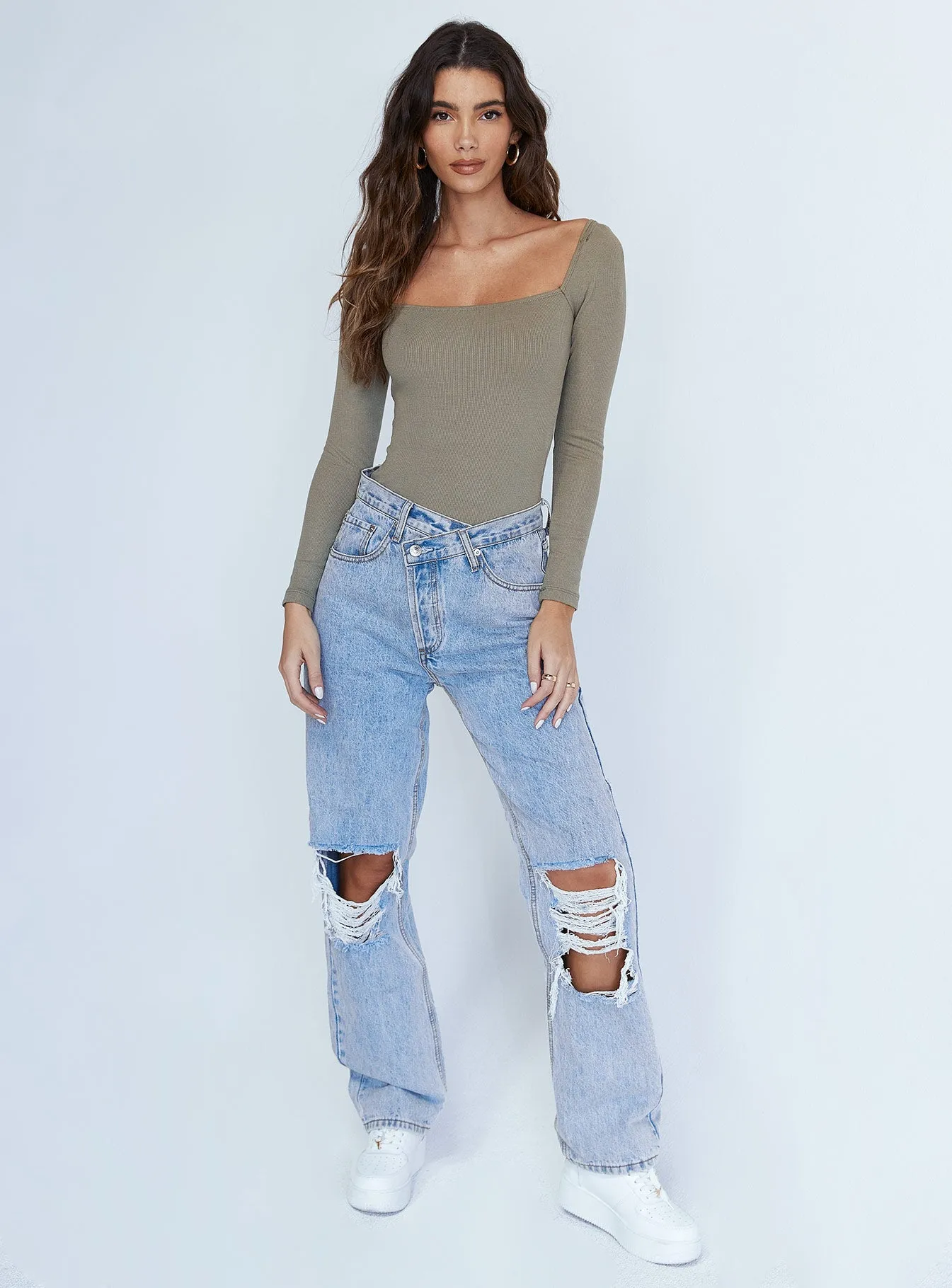 Charlotte Bodysuit Khaki turtleneck bodysuit concert bodysuit