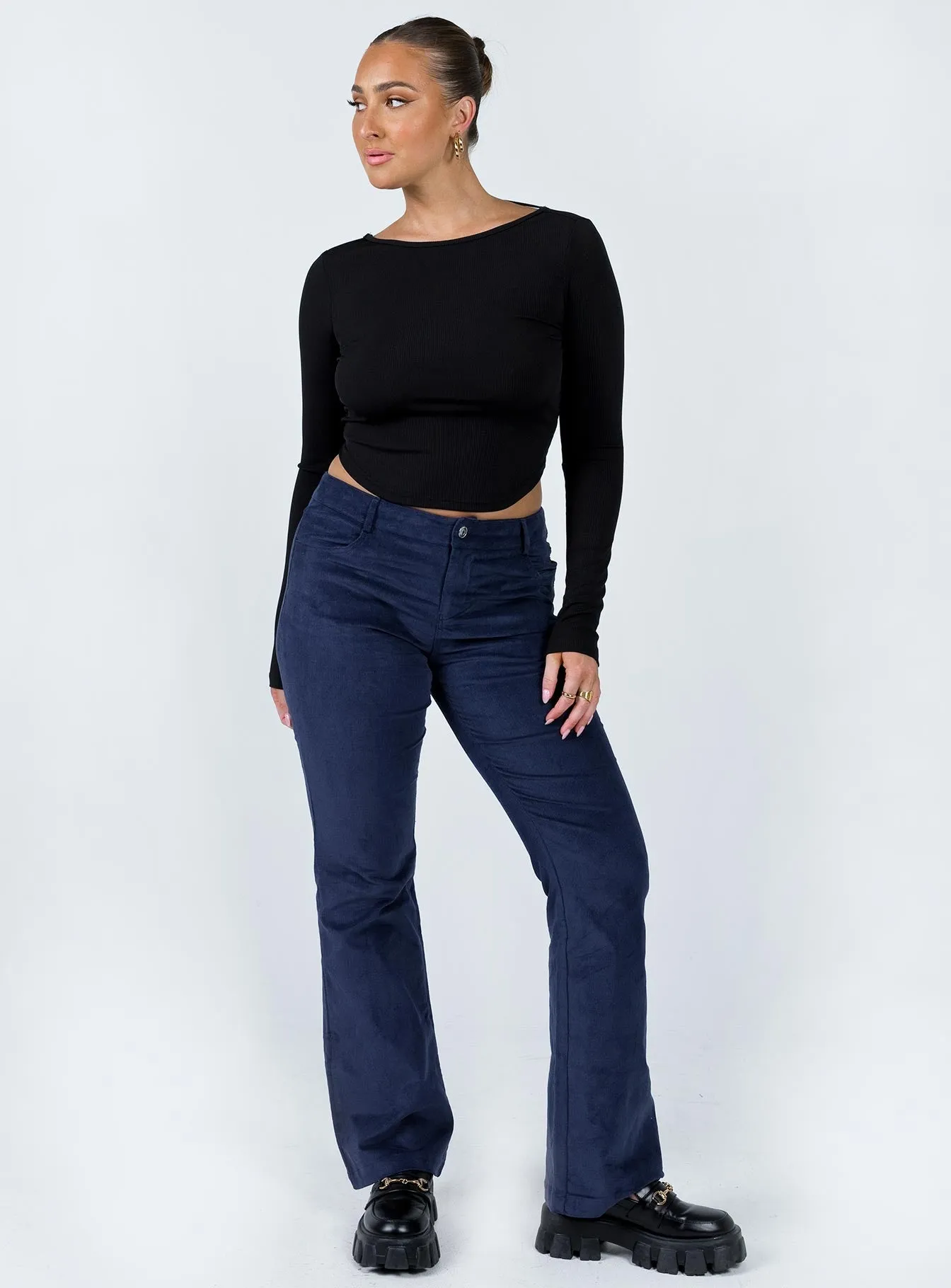 Day-to-Day Wear Odor Control Treatment Charissa Cord Pant Navy