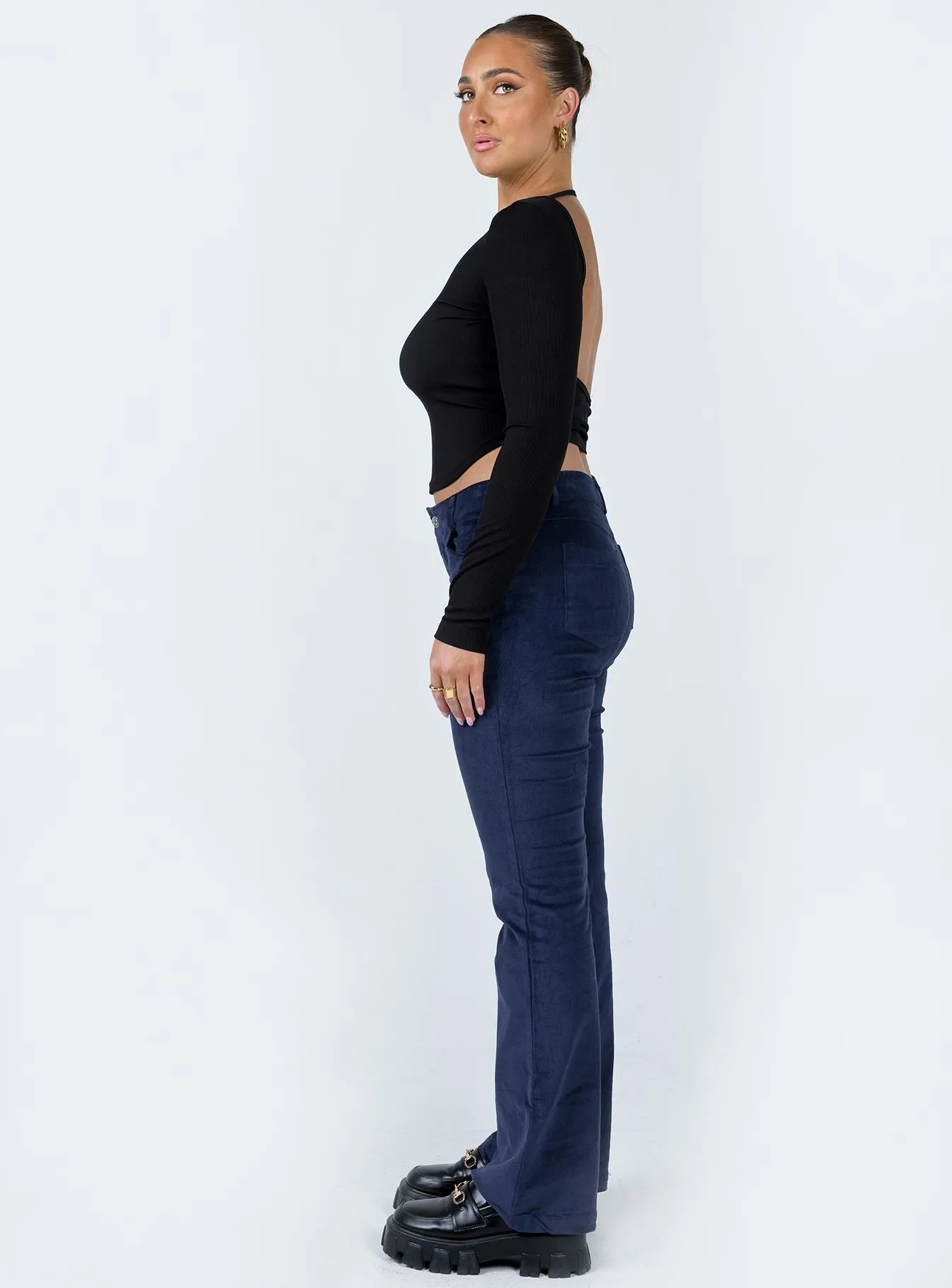 Sleek Design Charissa Cord Pant Navy