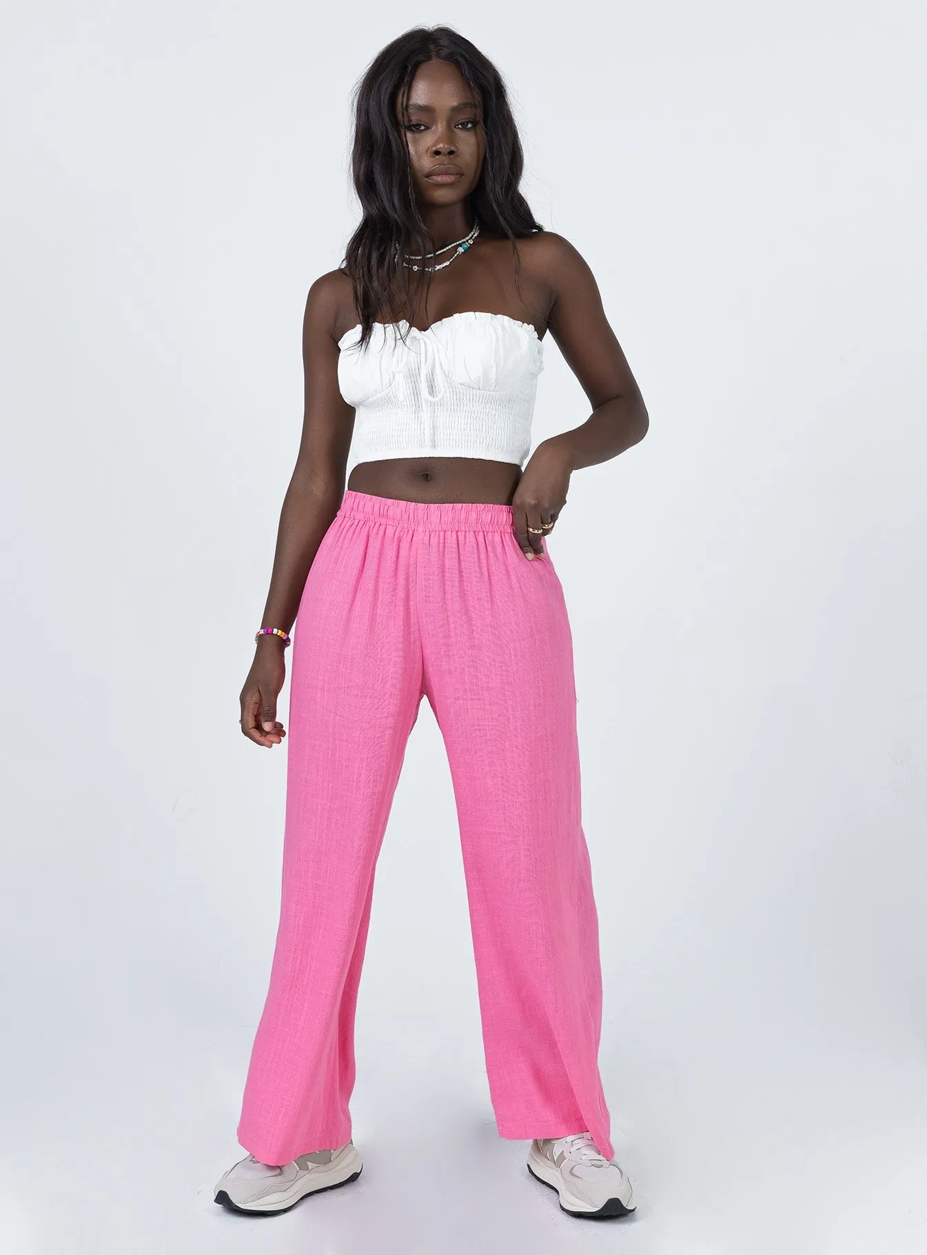 Louis Linen Blend Pants Pink Flexible Leg Ultra Soft Blend