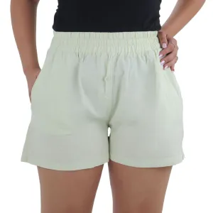 Stretchy Waist Comfy Style Women's High Waisted Pull On Short,Lemon Green