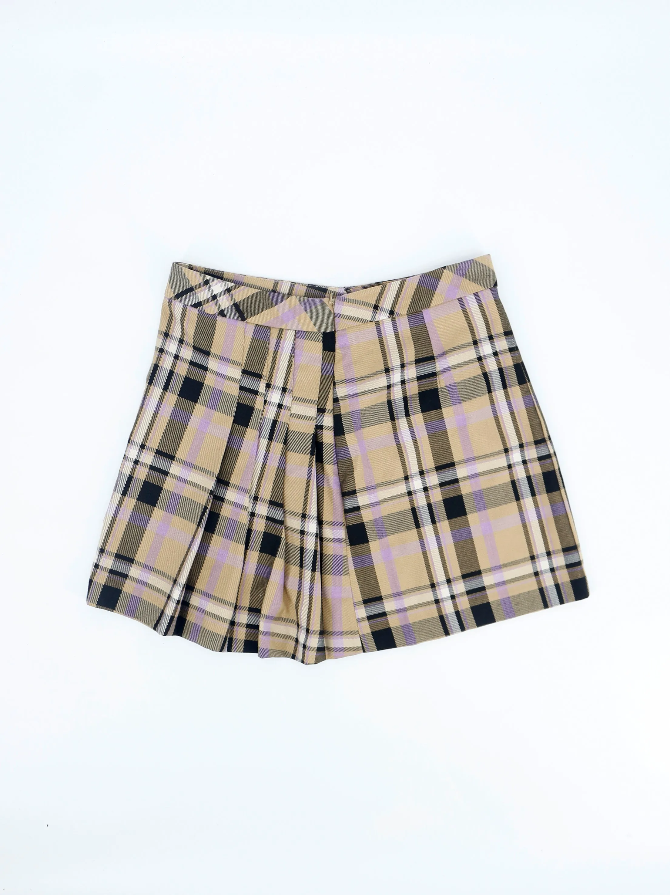 Women's Plaid Skirt,Beige Geometric Print Seamless Design