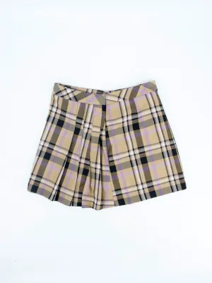Women's Plaid Skirt,Beige Geometric Print Seamless Design