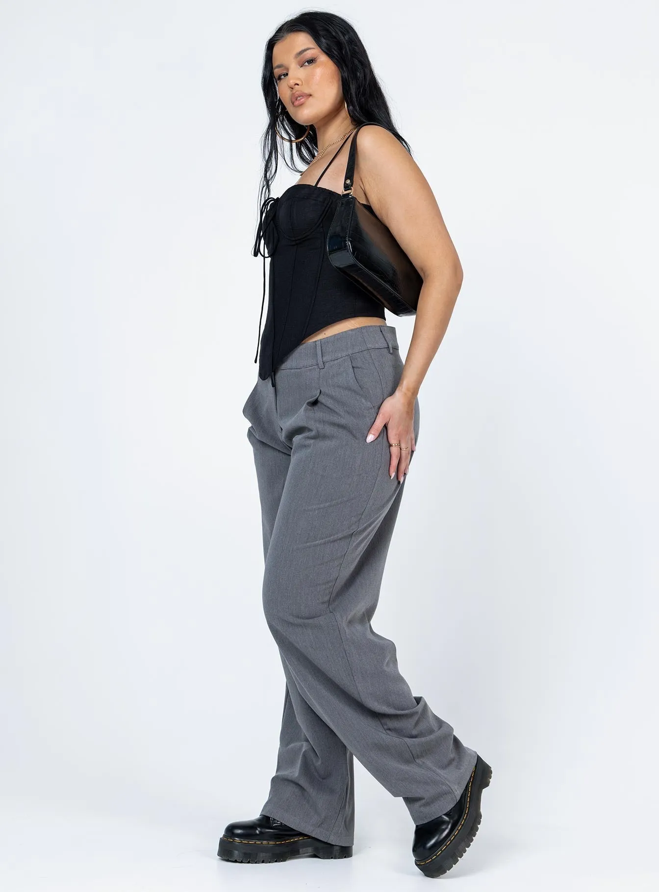 Motel Sakaria Trouser Tailoring Charcoal Rugged Fit FrictionResistantEdging