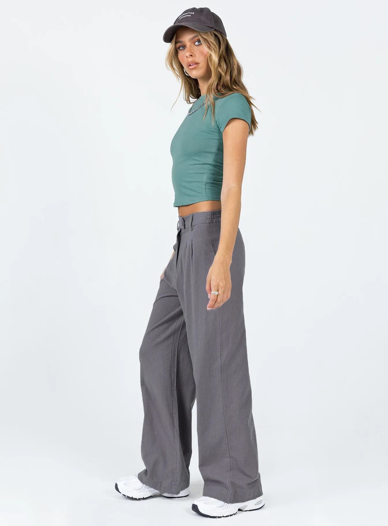 HighRiseWaistband Essential Waist Adkins Pants Grey