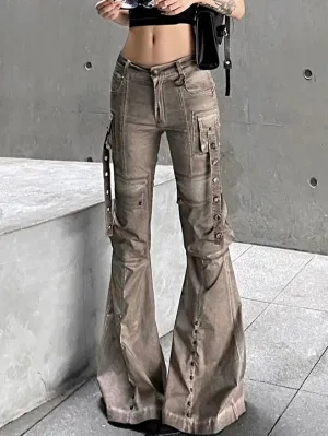 Women's Large Size Washed Brown Workwear Skinny Jeans Halo Glow HypoallergenicMaterial