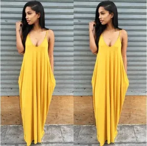 Summer Fashion Cool Texture Plus size summer maxi dress beach vacation resort dress with pocket