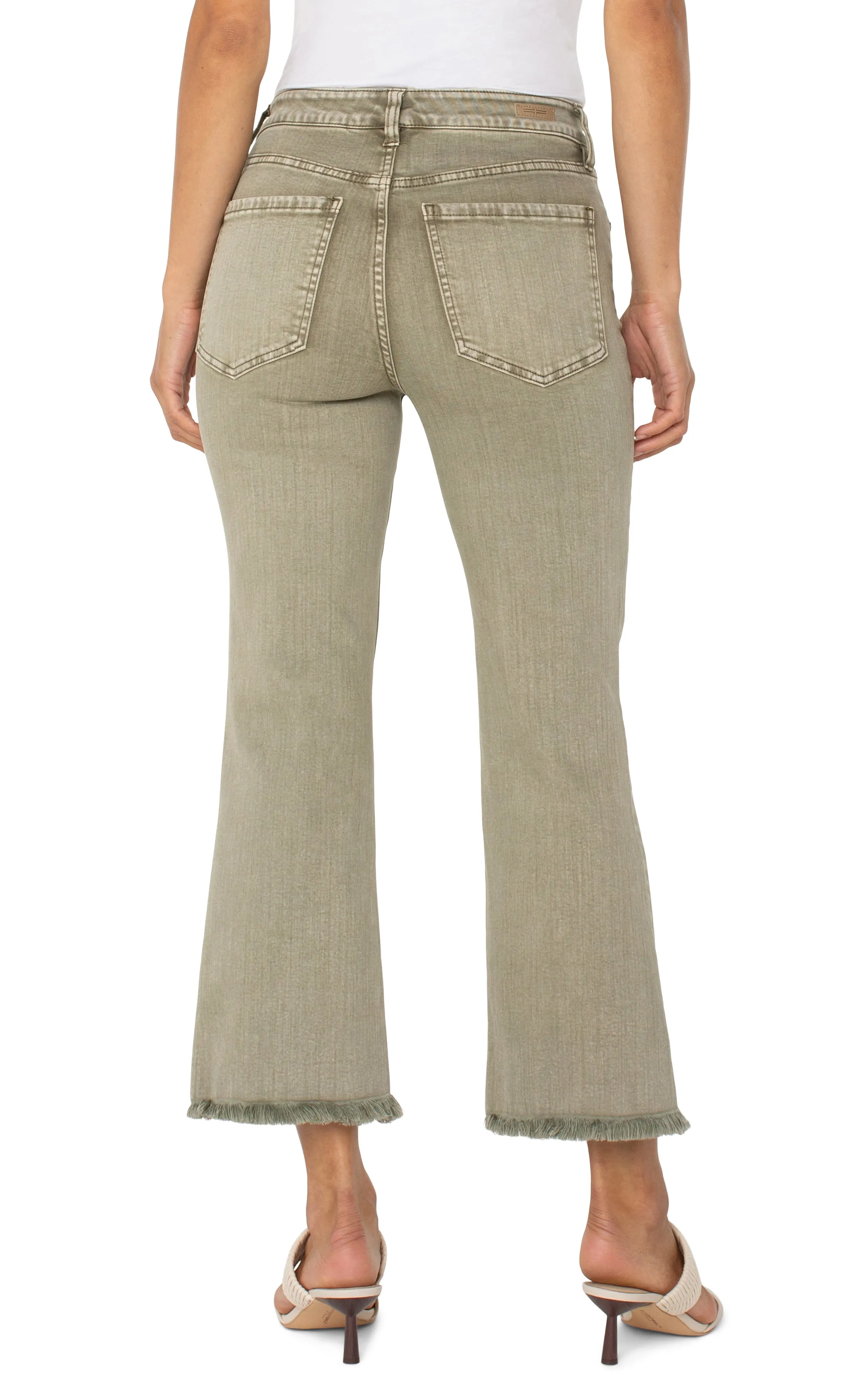 BreathableFabric Conscious Core *SALE* LIVERPOOL HANNAH CROP FLARE - OLIVE GREEN