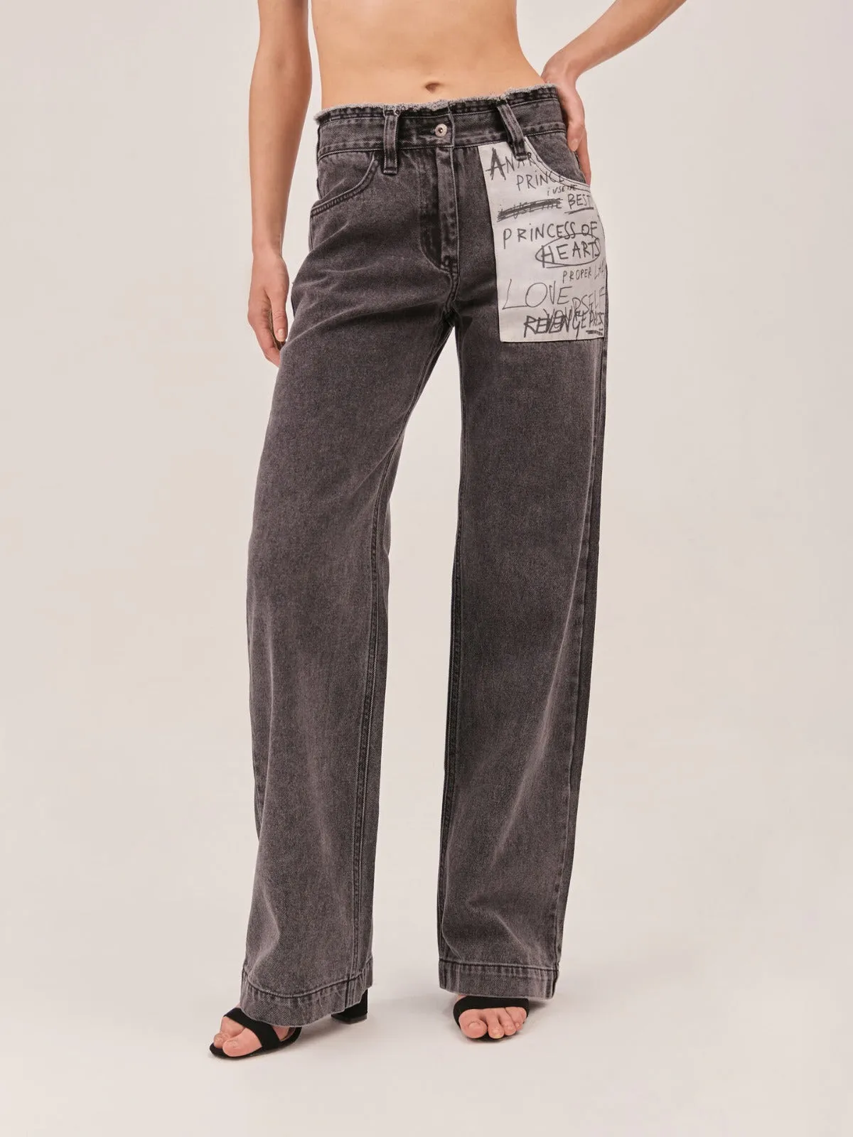 OdorResistant Letter Label Stitching Printing All-matching Trousers