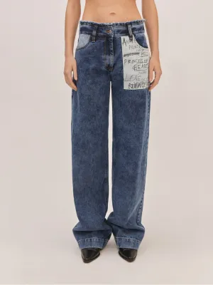 Letter Label Stitching Printing All-matching Trousers Craft Soul Royal Ease