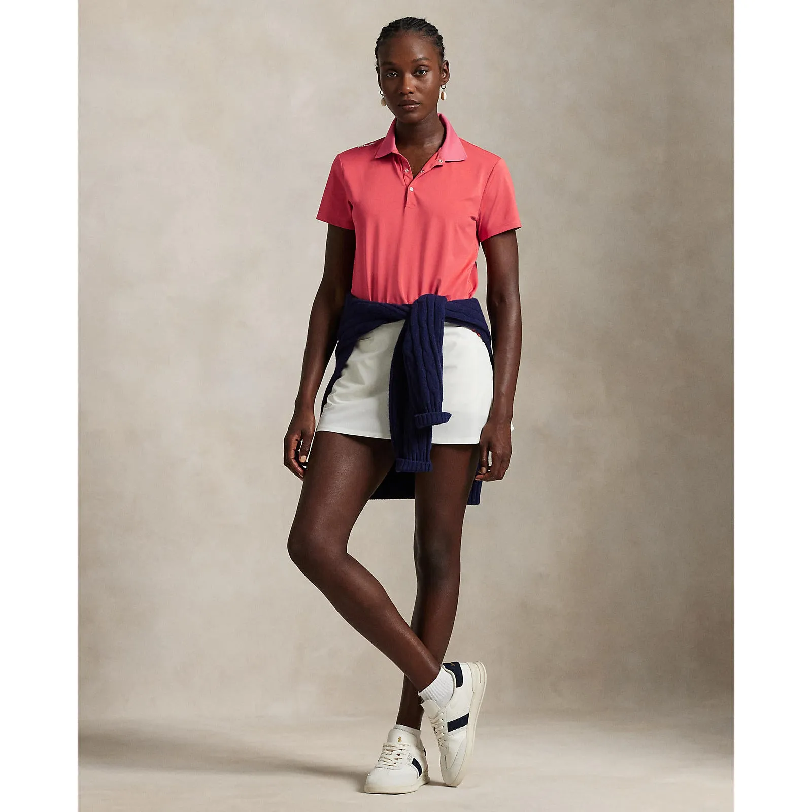 Casual Chic MicroPerforatedTexture RLX Ralph Lauren Women's Tour Performance Golf Shirt?- Red Sky