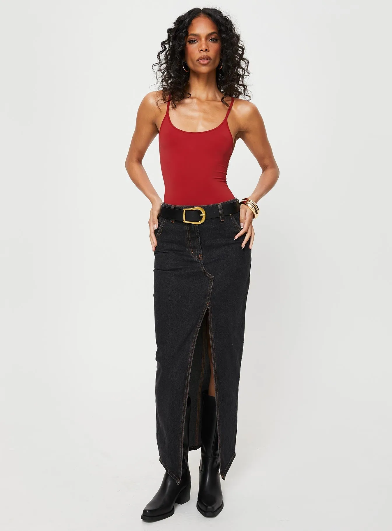 Geary Bodysuit Red bodysuit with leggings