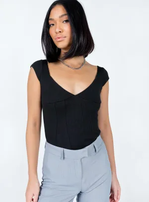 Alden Bodysuit Black soft fabric bodysuit