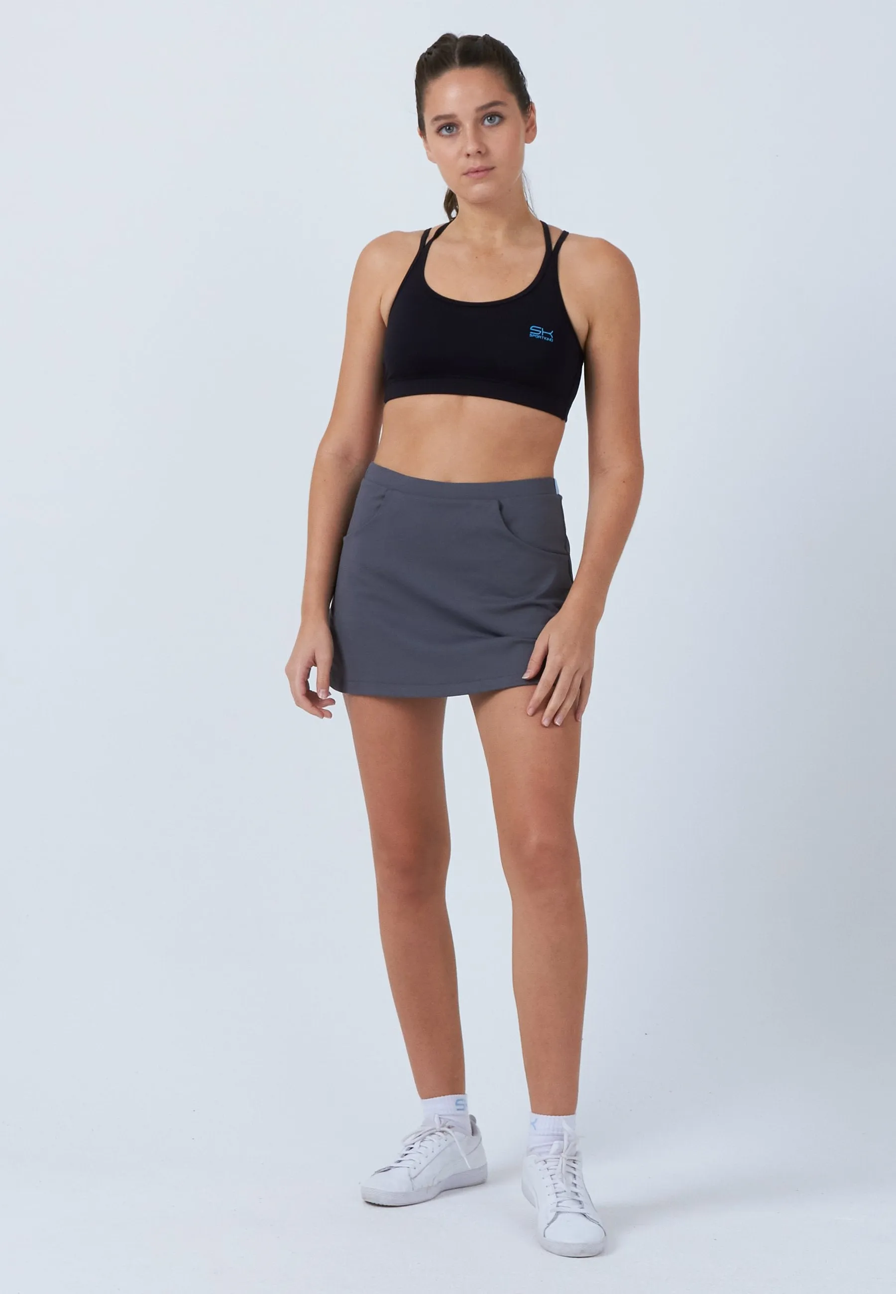 Photoshoot Ready Breezy Look Classic Tennis Skort with pockets, grey