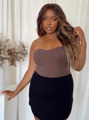 wardrobe essential bodysuit Aston Strapless Bodysuit Brown Curve