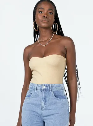 Aston Strapless Bodysuit Cream metallic bodysuit