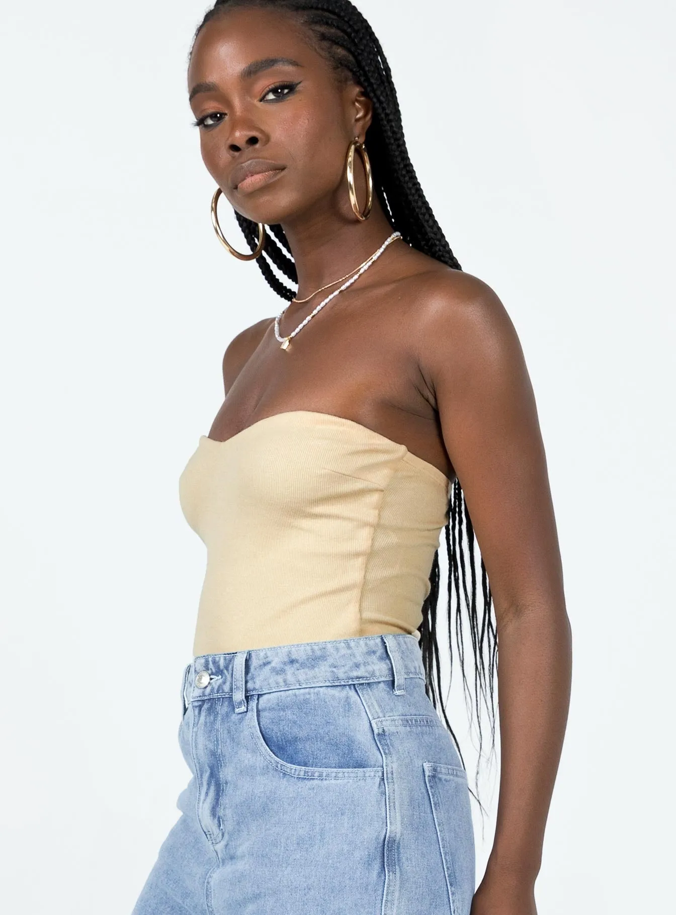 Aston Strapless Bodysuit Cream airport outfit bodysuit