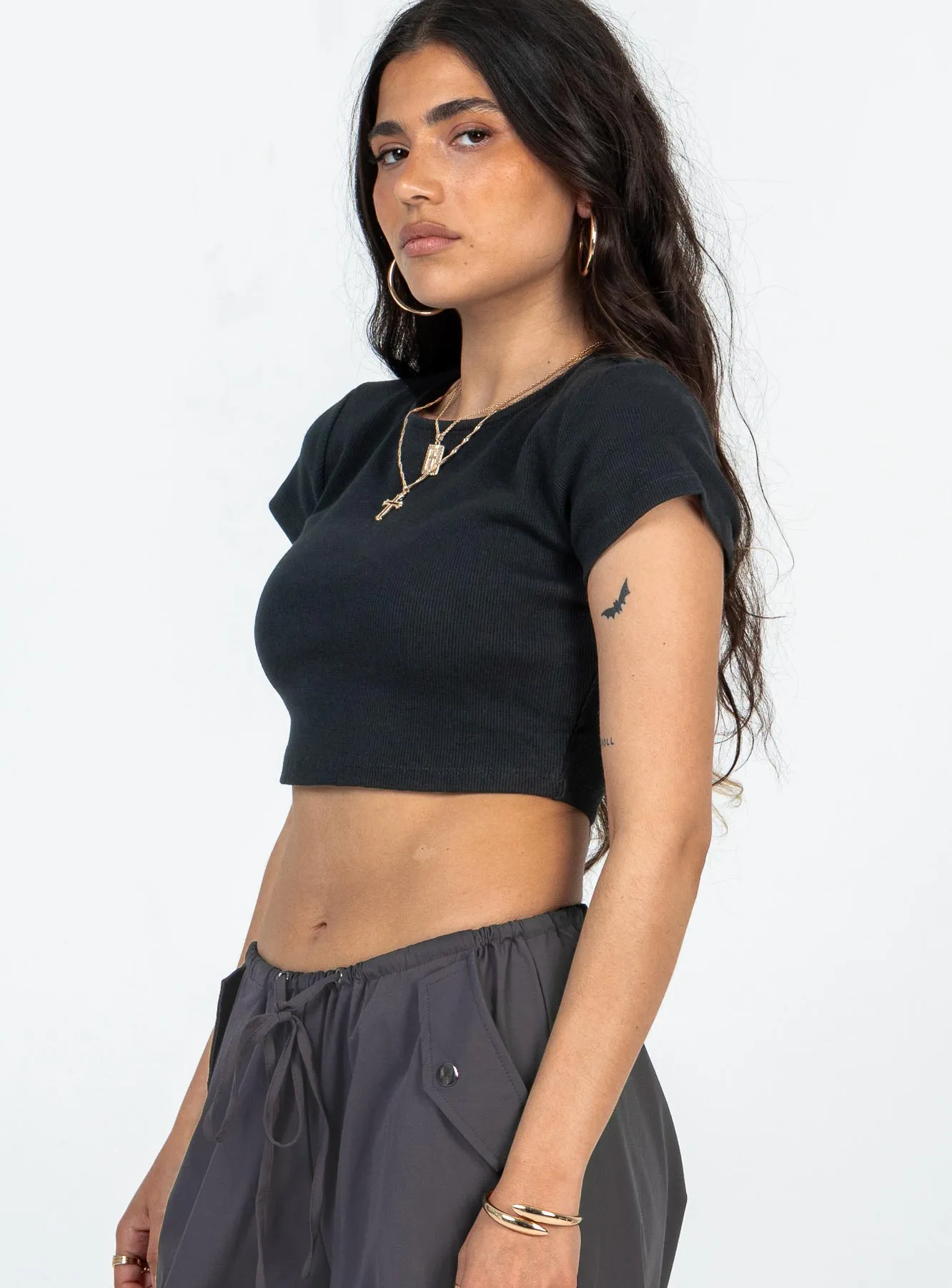 Summer Comfort Classic Crop Tee Black Petite