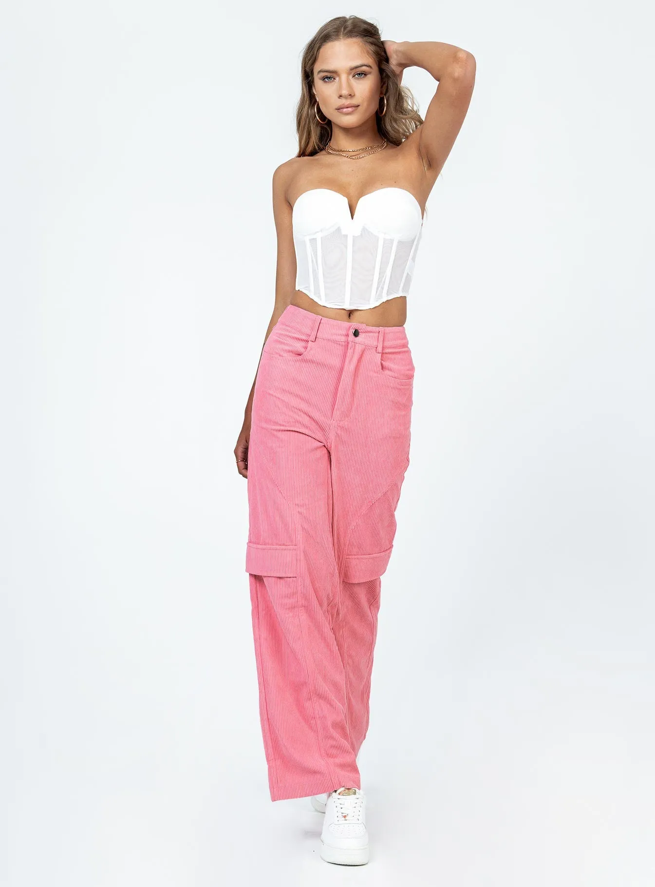 Lightweight insulation City Loop Cord Pant Pink