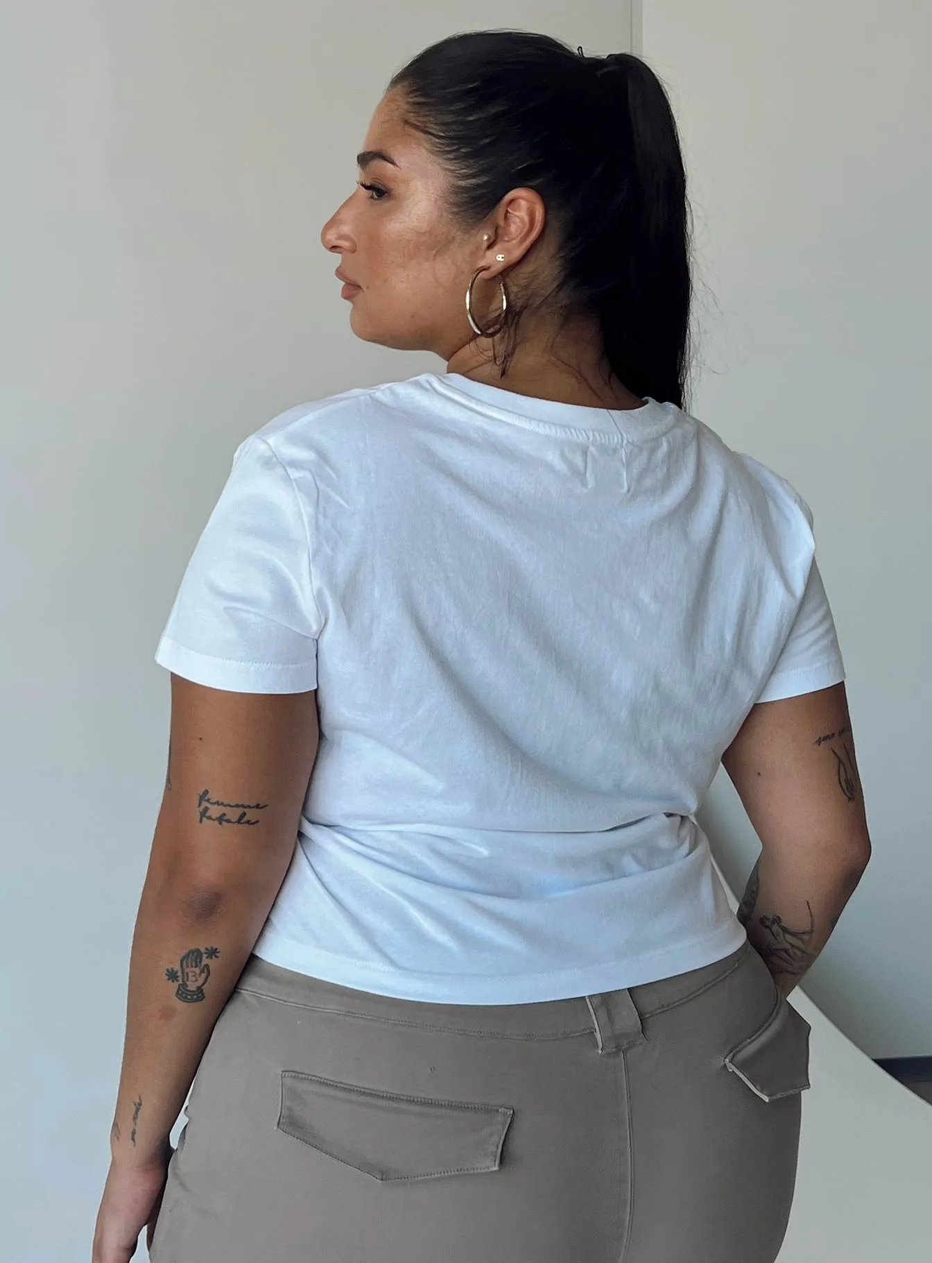Shake It Graphic Tee White Curve Comfortable Wear Plus Size