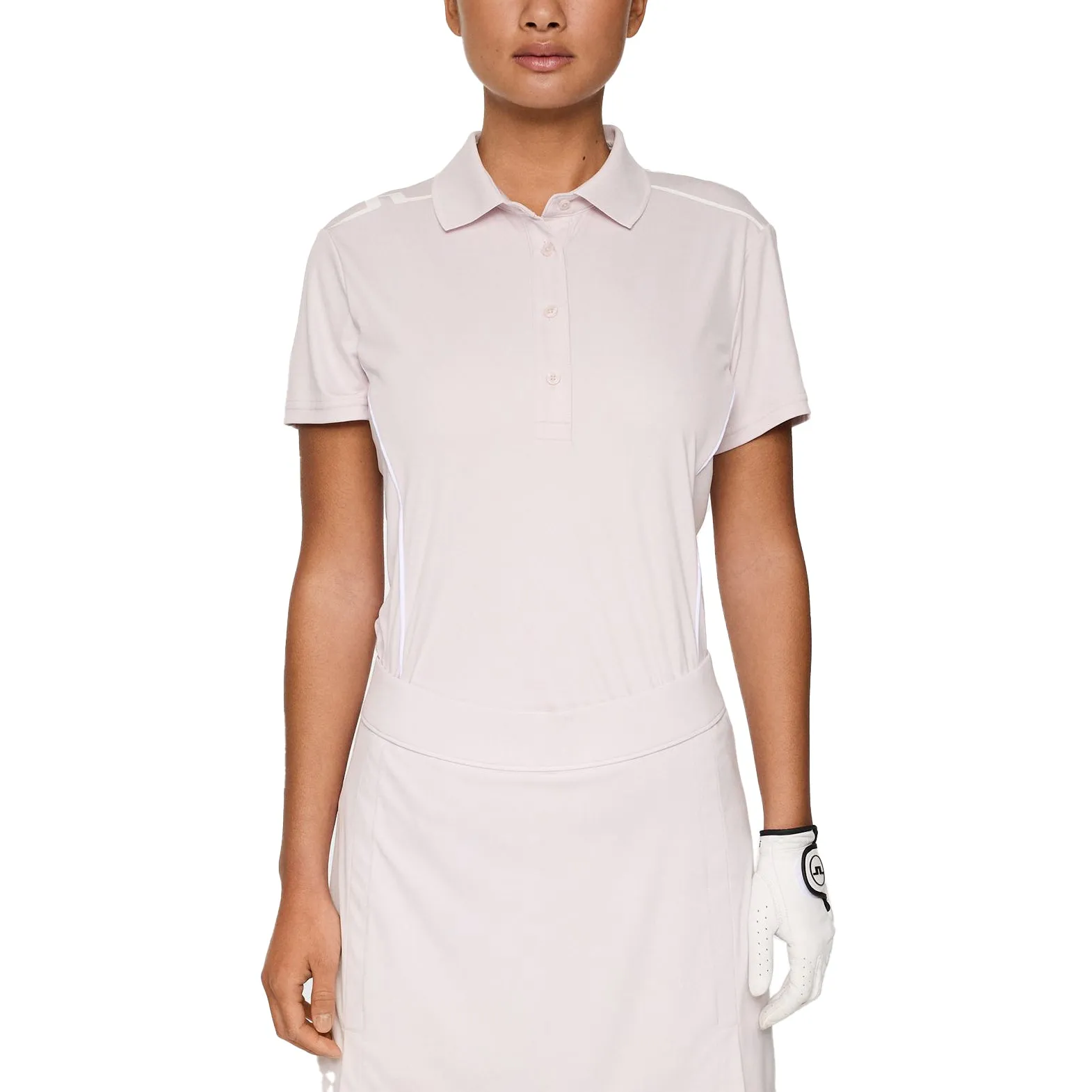 Star Fit SheerLayeredPanels J.Lindeberg Women's Leyla Golf Polo Shirt - Grey Lilac
