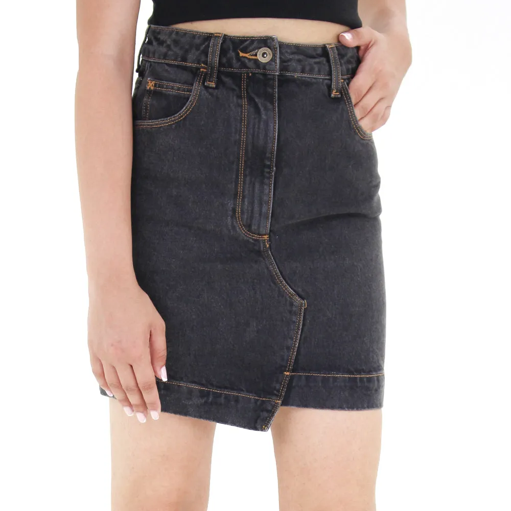 Women's Denim Mini Skirt,Dark Grey Elegant Flow