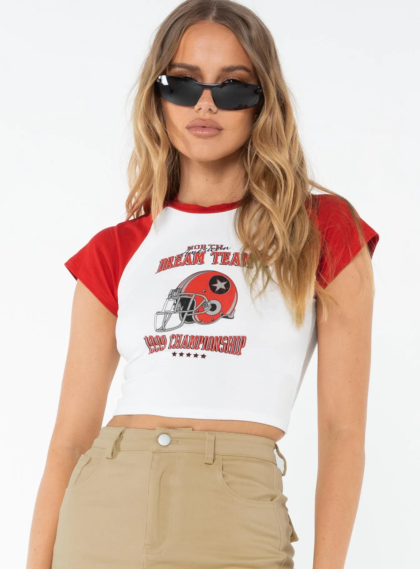 Dream Team Graphic Tee White / Red Casual layering piece Stretch Wear