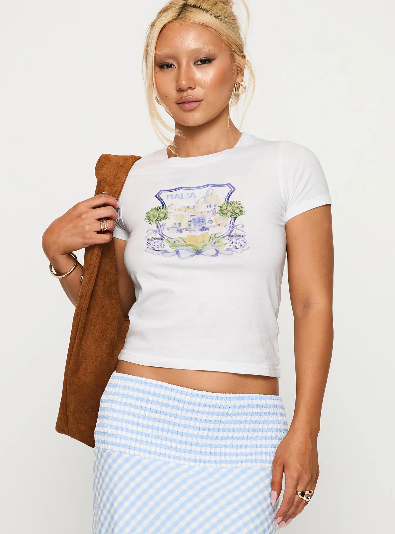 Outdoor Sports Italia Lemon Bow Graphic Top White