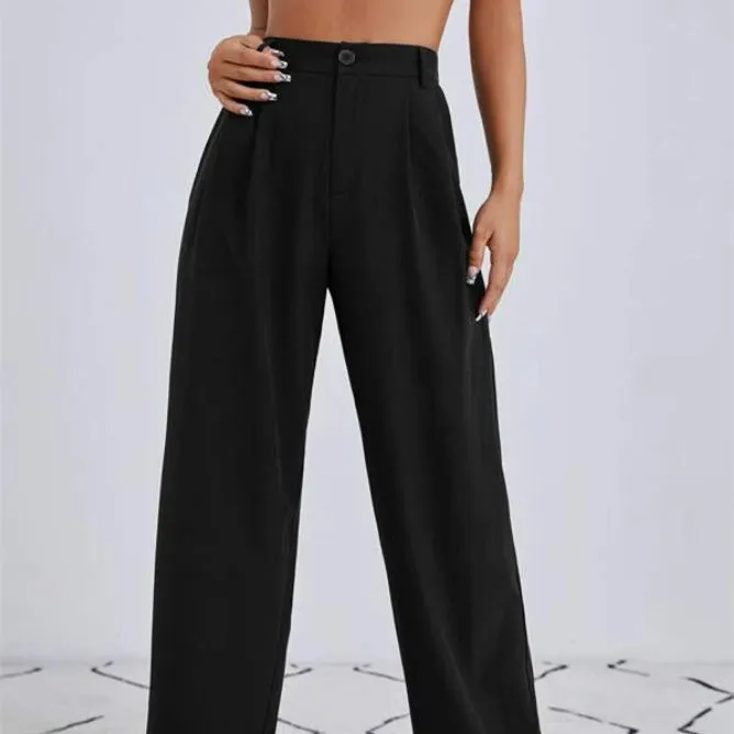Women's High Waist Casual Wide-leg Suit Trousers DoubleLayered Structure AntiSlip Grip