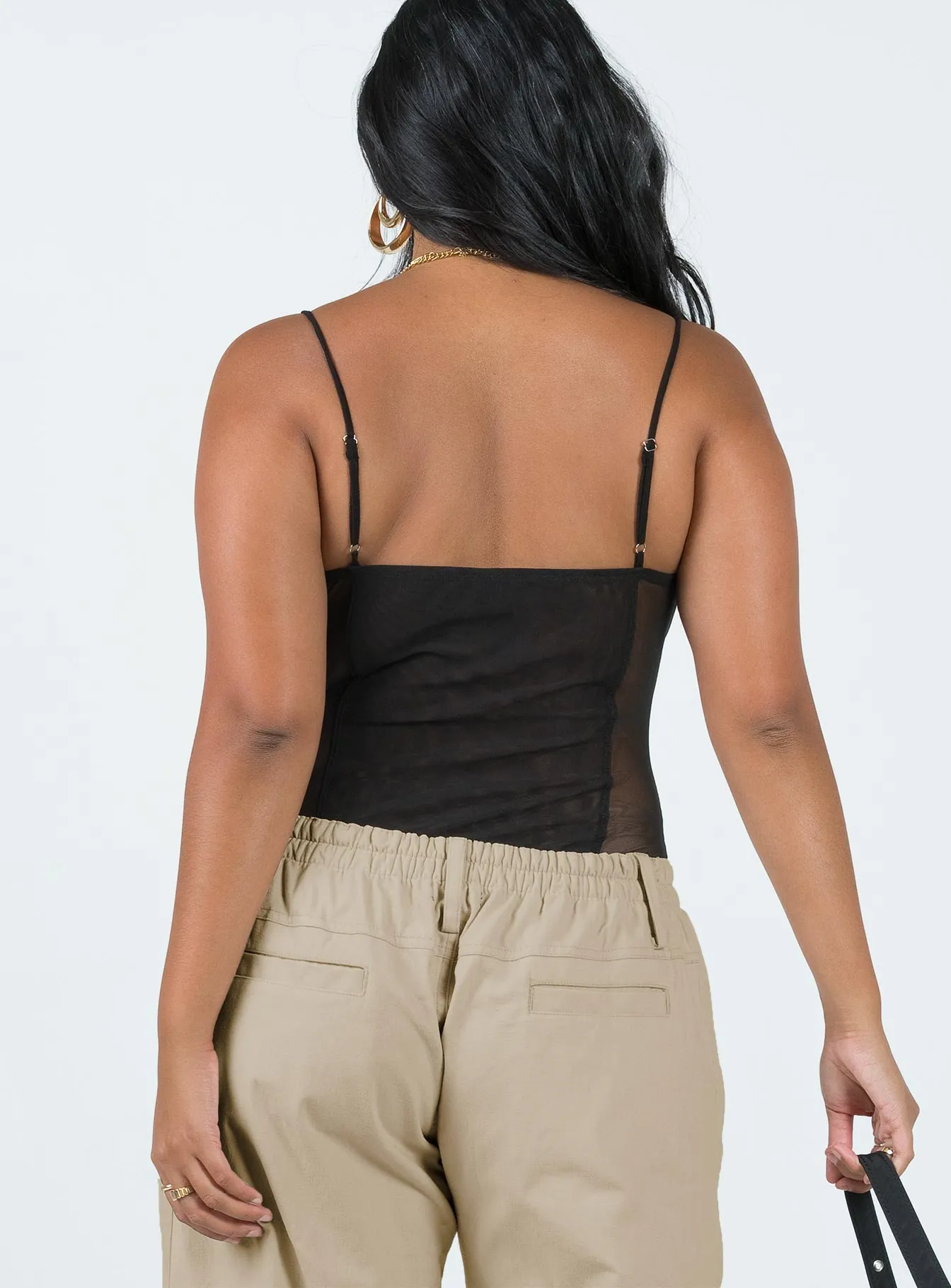 Dagallo Mesh Bodysuit Black oversized bodysuit
