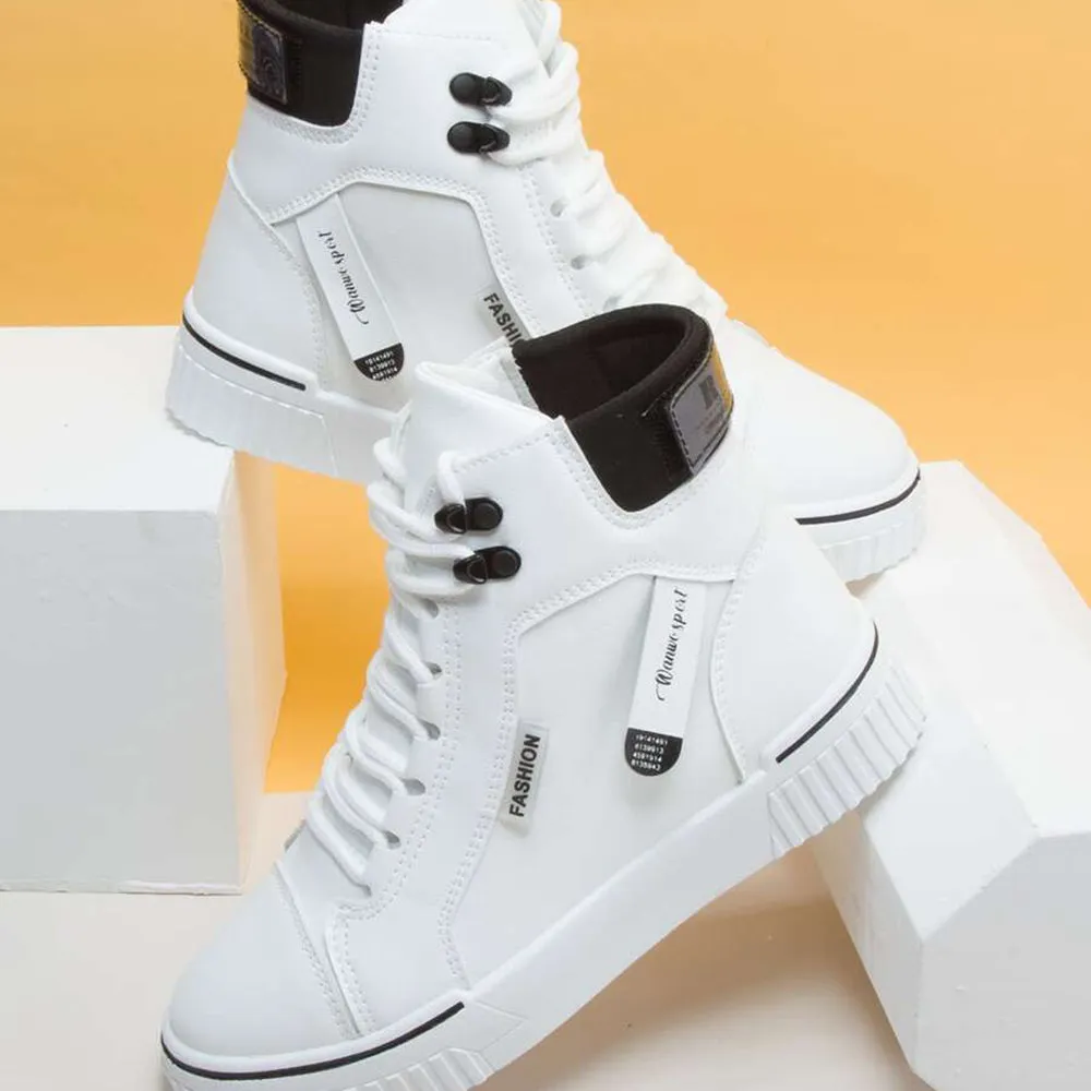 design Letter Tape High Top Sneakers