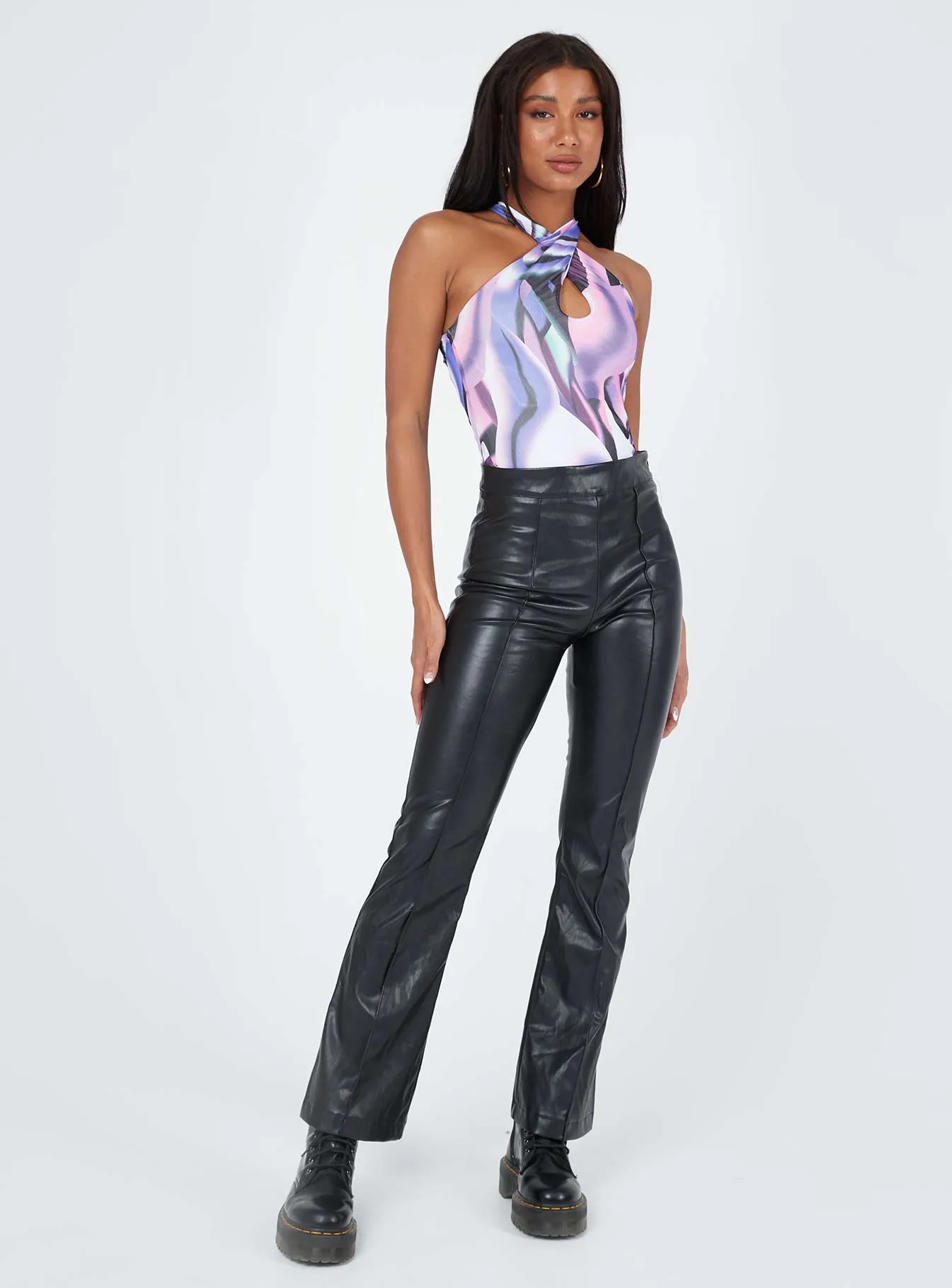 soft fabric bodysuit Aubrie Bodysuit Purple Multi