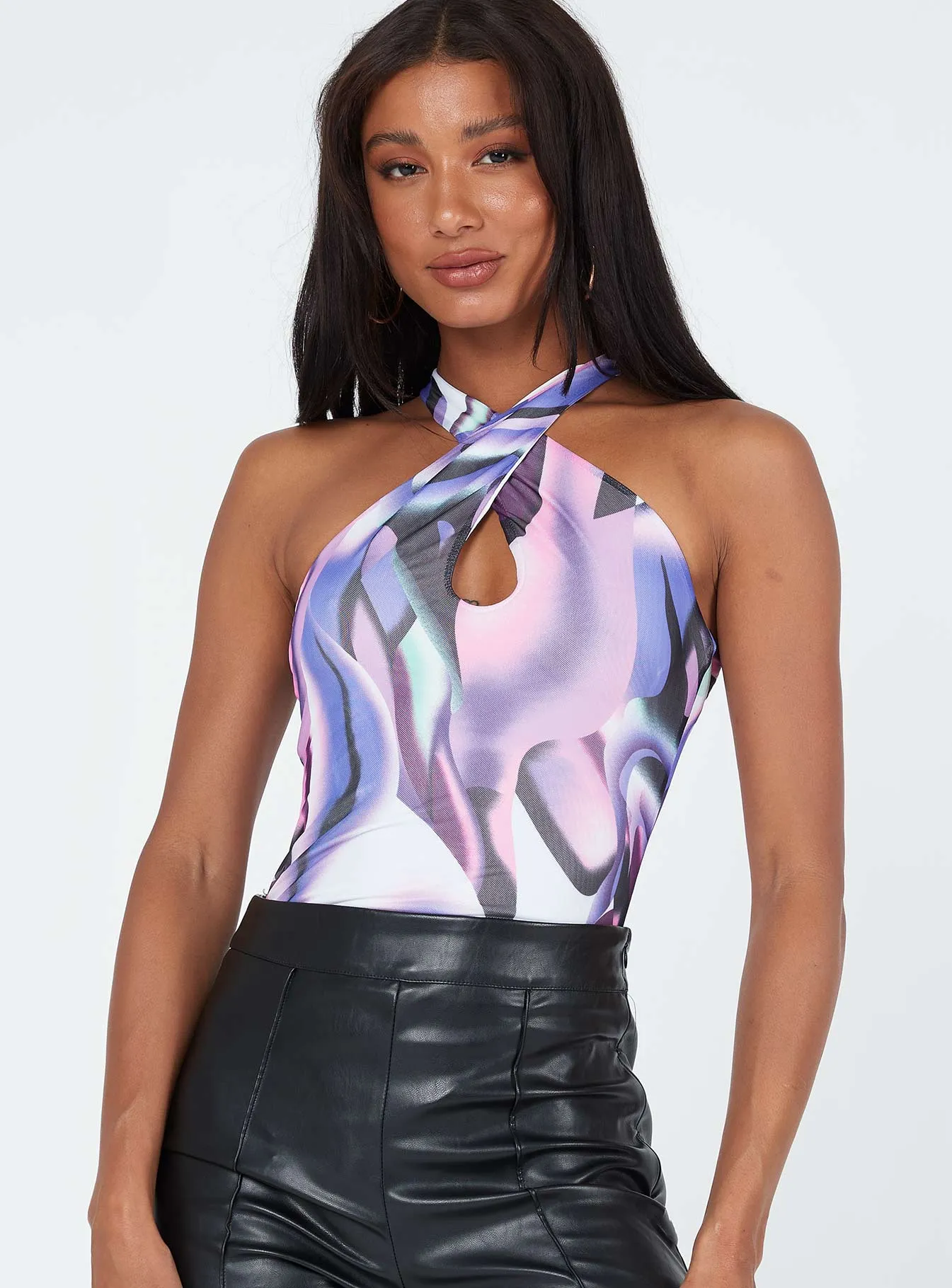 wedding bodysuit short torso bodysuit Aubrie Bodysuit Purple Multi