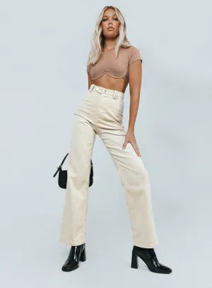 Office Friendly Smart Fit Uptown Cord Pant Beige