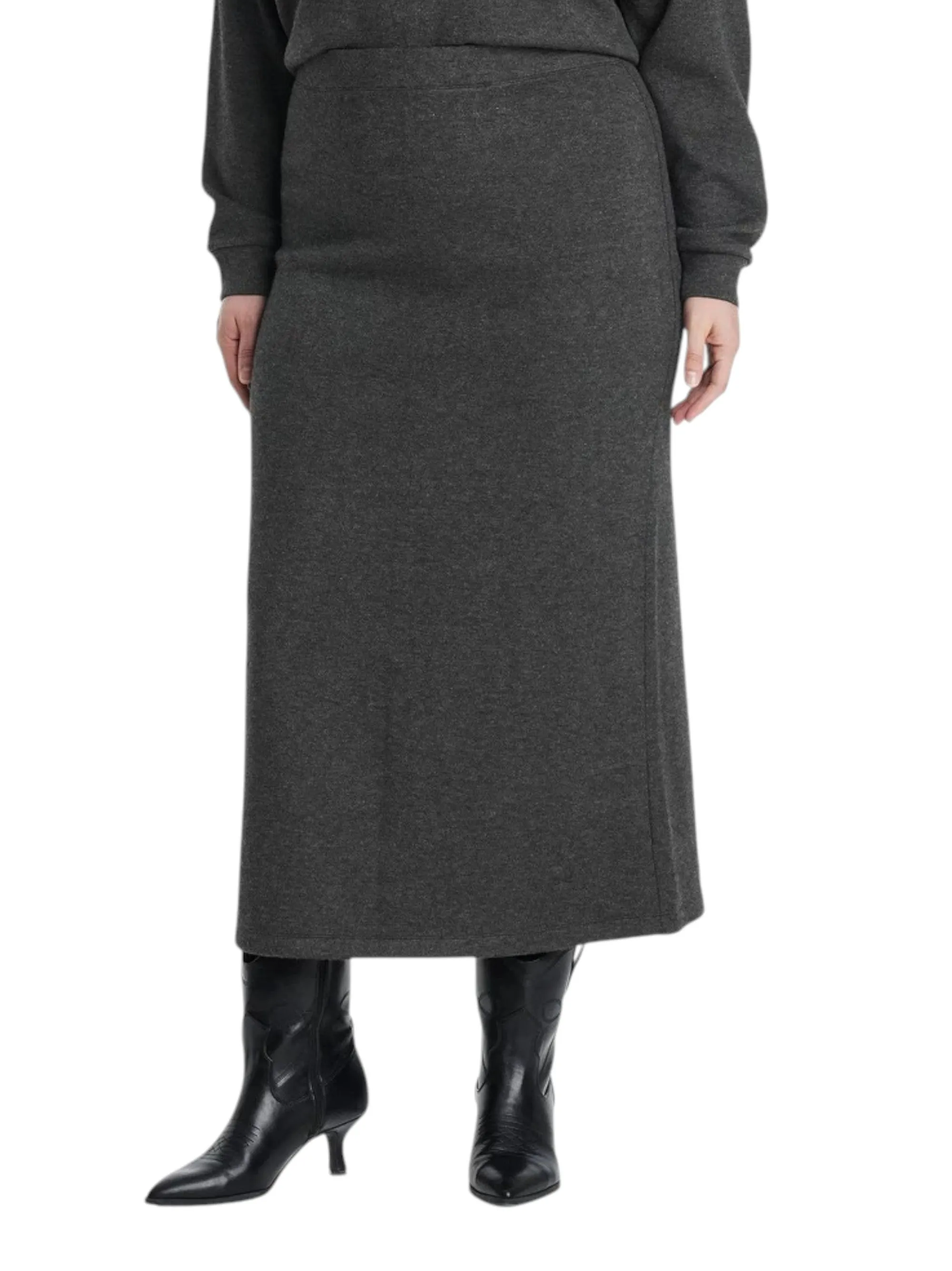 Style Innovation Women's Plain Long Skirt,Grey