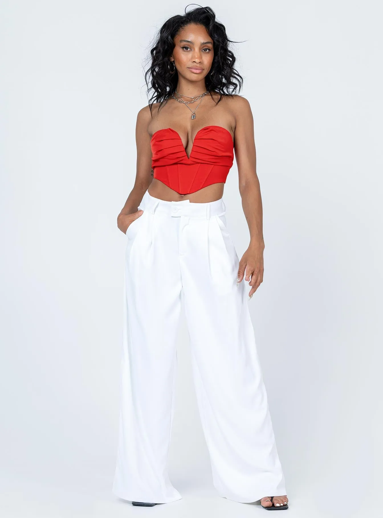 Yvette Pants White Core Fit Stretchable Fit