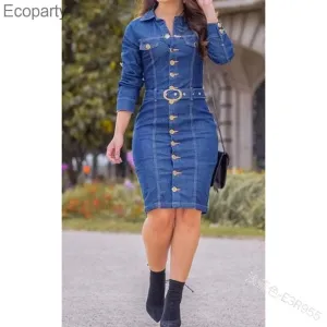 Women's Slim Sexy Retro Multi-Buttons Decoration Lapel Dresses City Friendly bold appearance