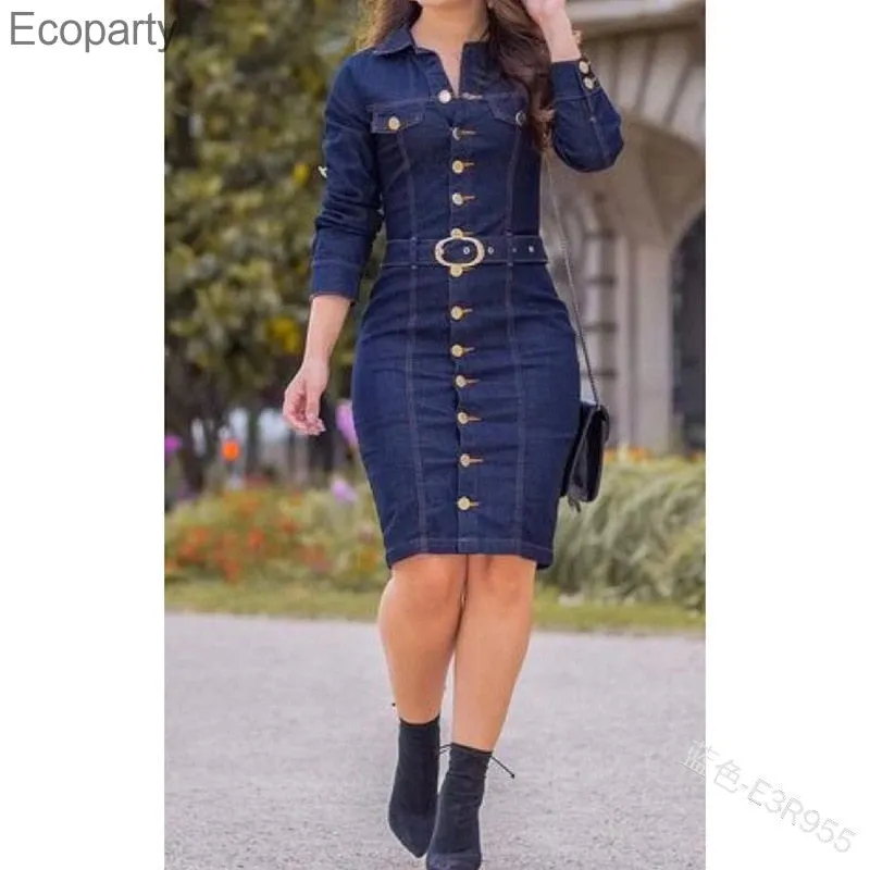 Women's Slim Sexy Retro Multi-Buttons Decoration Lapel Dresses Smart Layers Japan Cool