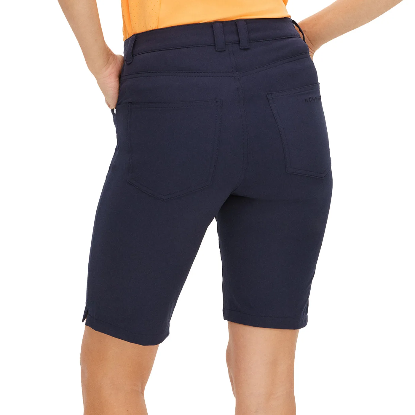 Rohnisch Women's Chie Bermuda Golf Shorts - Navy MoistureWicking Fabric