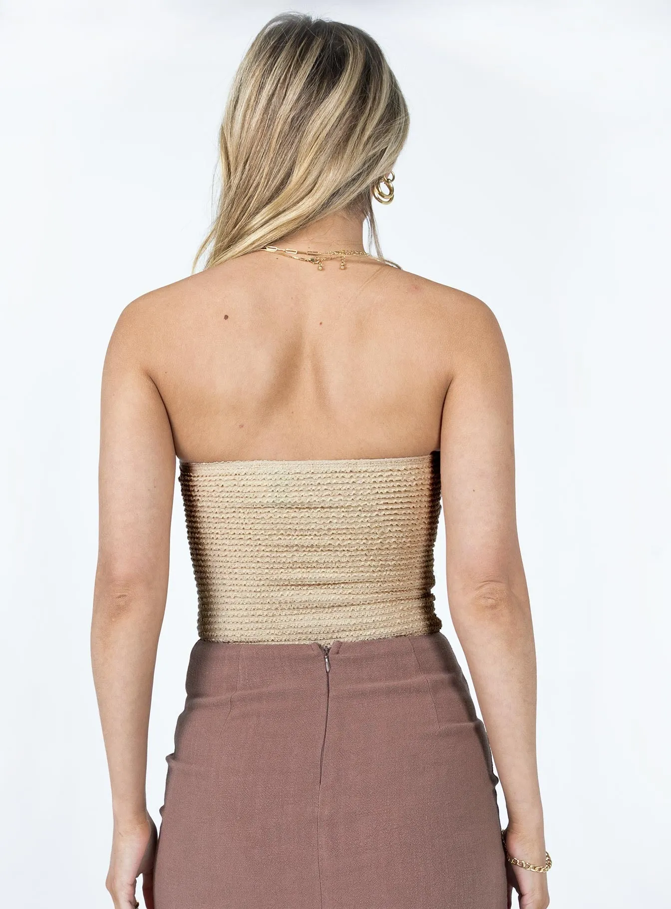 spring bodysuit Jaynee Strapless Bodysuit Beige