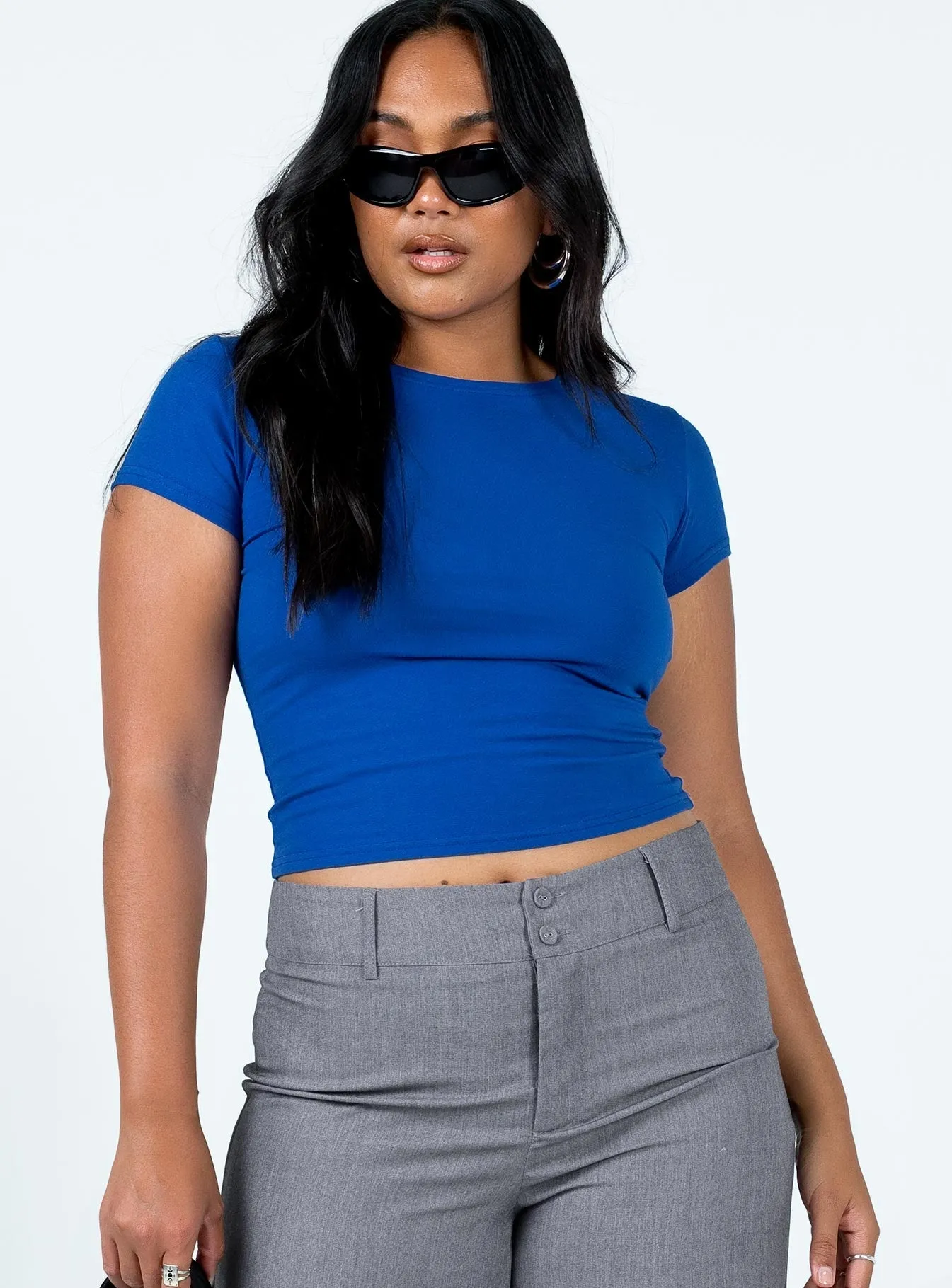 Quick Wear Circular Knit Design Lex Top Blue