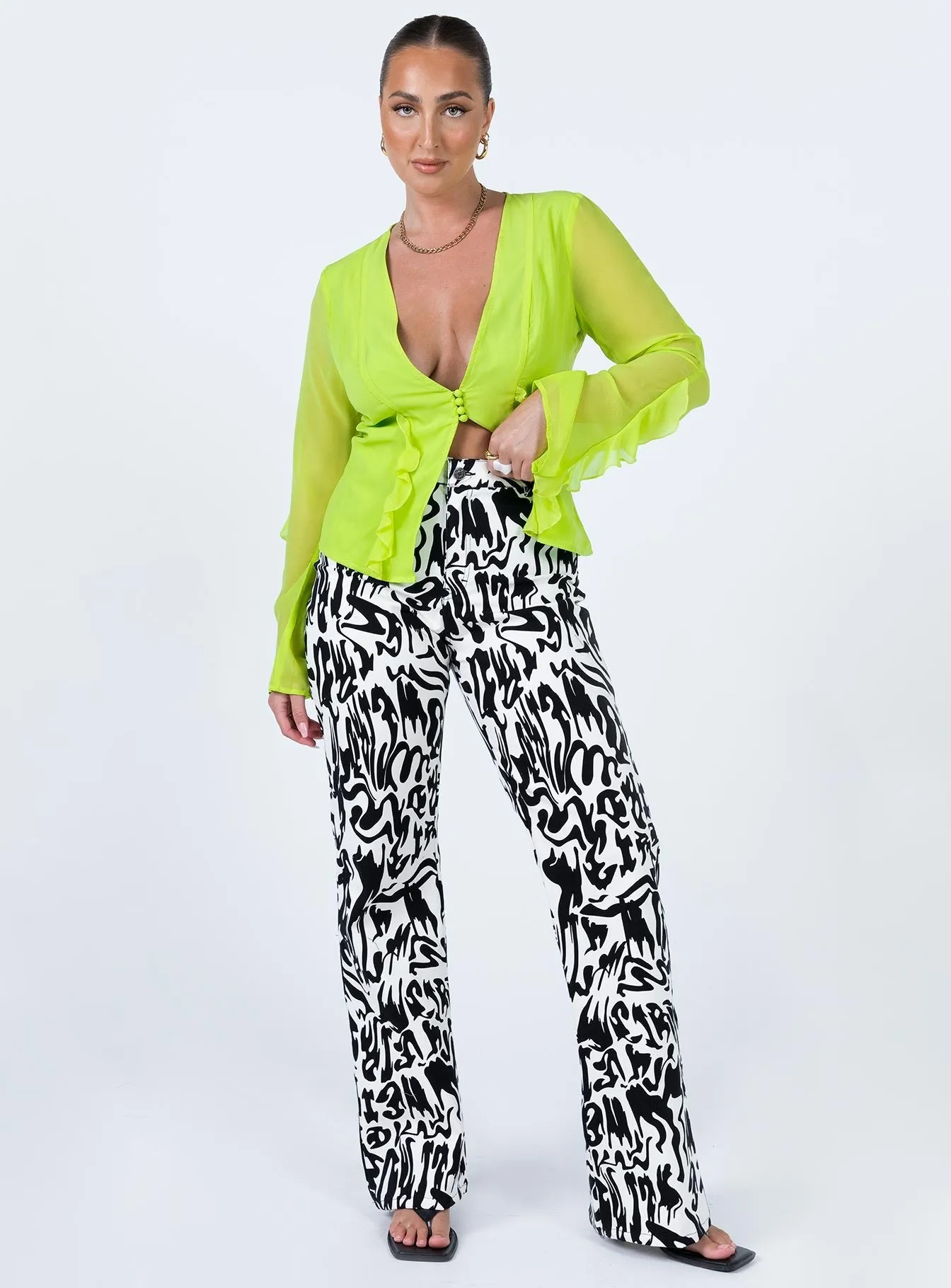 Motel Zoven Trouser Wrapped Gothic Black / White Versatile Wear
