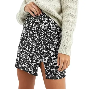 Refined Mood Women's Floral Mini Skirt,Black